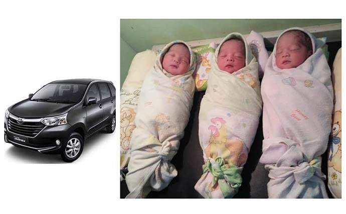 Bayi kembar tiga lahir di mobil diberi nama avanza