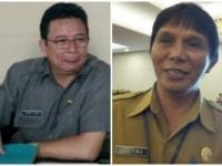 Kadis Pendidikan Fietber Raco dan Kepala Badan Kepegawaian dan Diklat Minahasa Selatan Roy Tiwa.