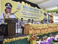 Nurdin Abdullah membawakan Kuliah Umum di Kampus IAI As'Adiyah Sengkang, Wajo, Senin (28/1/2019). (Foto: Dok. Humas)
