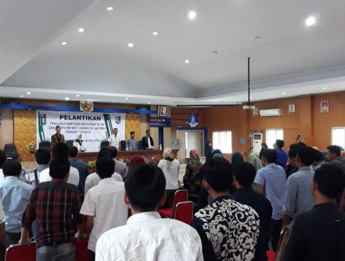 Suasana pelantikan Pengurus HMI Cabang Bulukumba Periode 2018-2019 di Ruang Pola Kantor Bupati, Sabtu (26/1/2019).