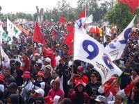 Suasana kampanye pasangan calon presiden-wakil presiden nomor urut 01 di Desa Bantar Kulon, Kecamatan Sentolo, Kabupaten Kulon Progo, Minggu, 7 April 2019.