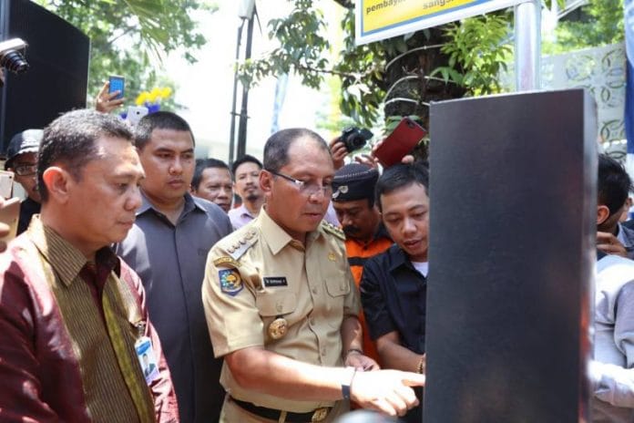Launching Penerapan 25 Unit Terminal Parkir Elektronik di Jl. RA Kartini, Senin (11/3).