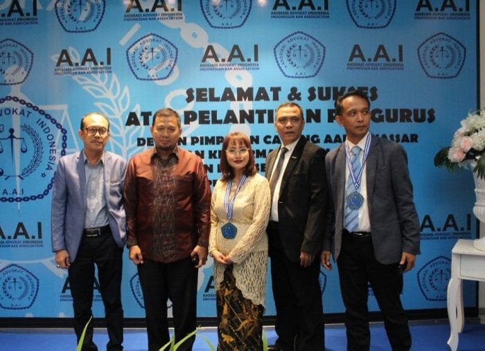 pelantikan pengurus Dewan Pimpinan Cabang Asosiasi Advokat Indonesia (AAI) Makassar di Hotel Novotel Makassar, Sabtu (15/6/19).