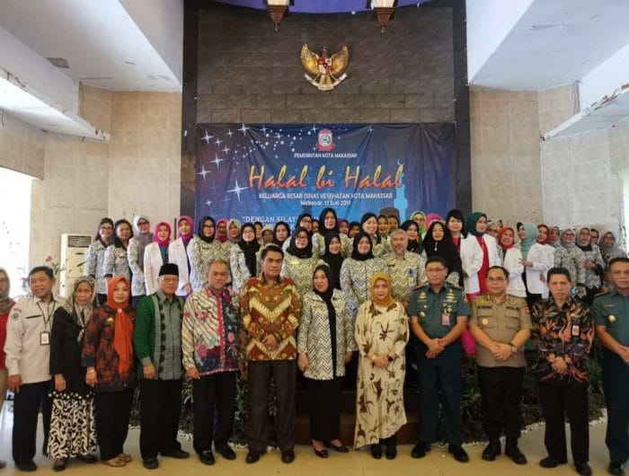 Halal Bihalal Dinas Kesehatan Kota Makassar di Gedung Ex Sentra Graha PKK, Jl Anggrek Raya No. 2, Kamis (13/6/19).