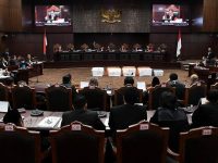 sidang Perselisihan Hasil Pemilihan Umum (PHPU) presiden dan wakil presiden di Gedung Mahkamah Konstitusi, Jakarta, Rabu (19/6/2019).