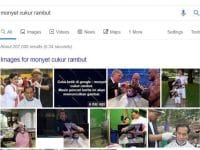 Saat mengetik monyet cukur rambut di mesin pencari Google, maka akan muncul gambar Jokowi dan Donald Trump.