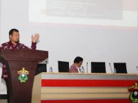 M Iqbal S Suhaeb saat memaparkan komitmen Pemerintah Kota Makassar dan Strategi Implementasi Kawasan Tanpa Rokok (KTR) di Kota Makassar, di Aula Prof Ahmad Amiruddin, Sabtu (13/7/2019)