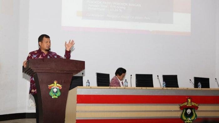 M Iqbal S Suhaeb saat memaparkan komitmen Pemerintah Kota Makassar dan Strategi Implementasi Kawasan Tanpa Rokok (KTR) di Kota Makassar, di Aula Prof Ahmad Amiruddin, Sabtu (13/7/2019)