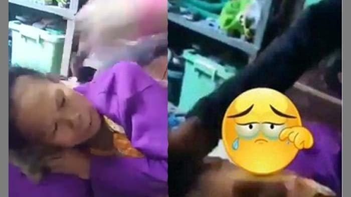 viral video anak injak kepala ibunya di Surabaya
