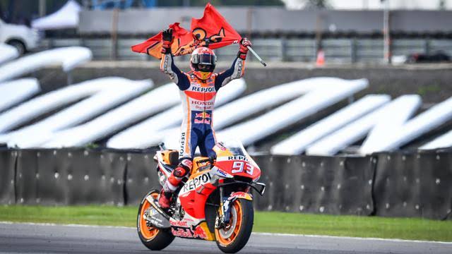 Marc Marquez menjalani tahun yang luar biasa di MotoGP 2019. (Lillian SUWANRUMPHA / AFP)