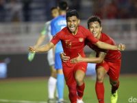 Indonesia meraih kemenangan kedua di SEA Games 2019 setelah menundukkan Singapura 2-0 (Foto: Grandyos Zafna/detikSport)