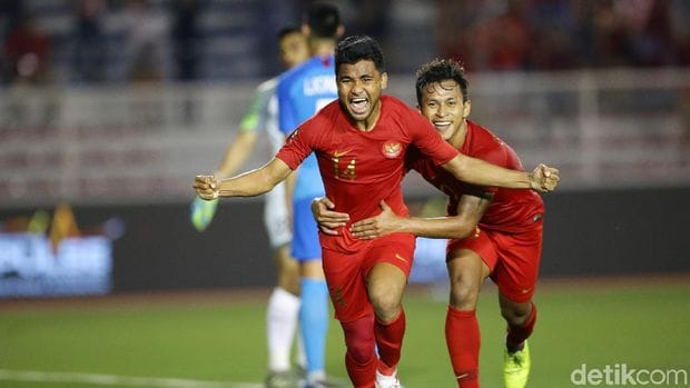 Indonesia meraih kemenangan kedua di SEA Games 2019 setelah menundukkan Singapura 2-0 (Foto: Grandyos Zafna/detikSport)