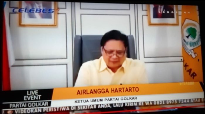 Airlangga Hartarto Sapa Kader Golkar se-Sulsel Secara Virtual