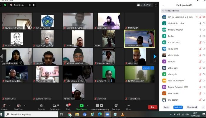 Gelar Silaturahim Virtual, IKA FAI Unismuh Makassar Hadirkan Suasana Rindu