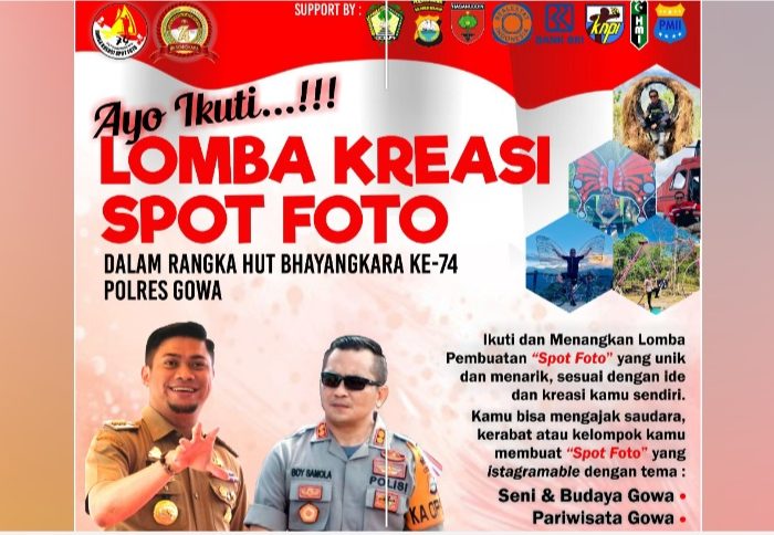 Ayo Ikuti Lomba Kreasi Spot Foto Gowa dalam Rangka HUT ke-74 Bhayangkara