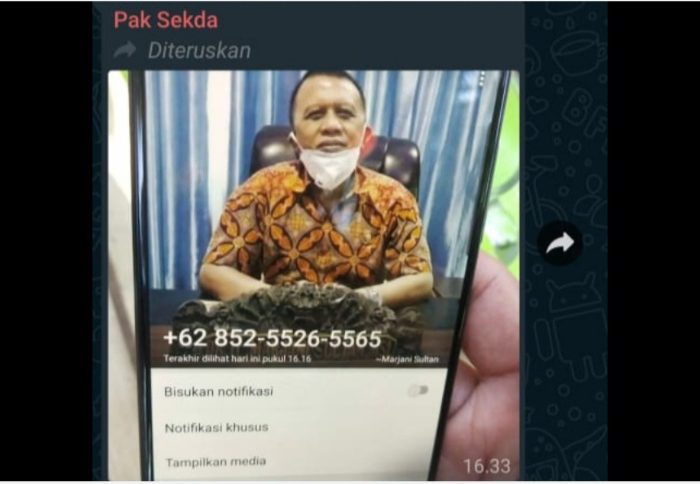 Akun Palsu WhatsApp Sasar Sekda Selayar