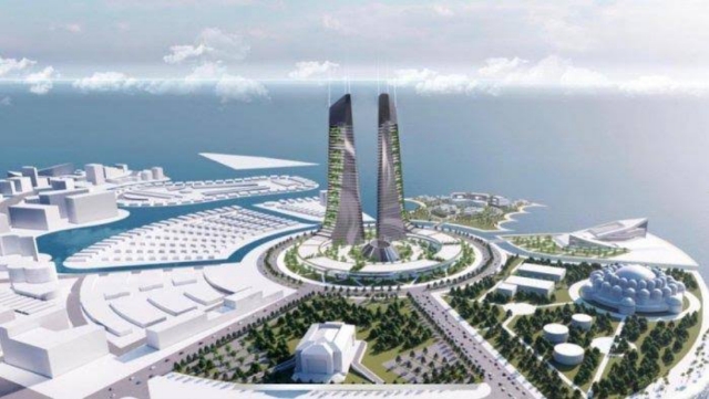 Desain Twin Tower yang rencana akan dibangun di kawasan CPI, Makassar.
