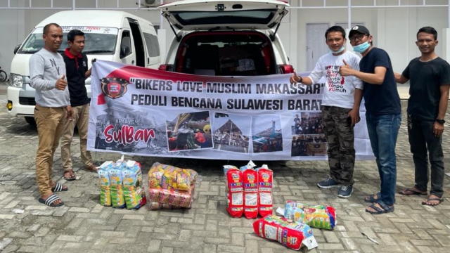 Bikers Love Muslim Makassar Salurkan Bantuan untuk Pengungsi Gempa Sulbar