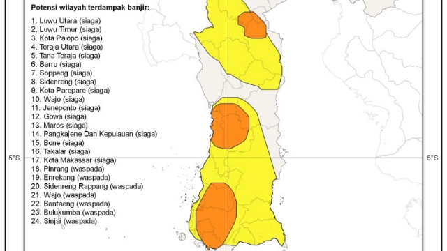 BMKG: 17 Daerah di Sulsel Berstatus Siaga Bencana.