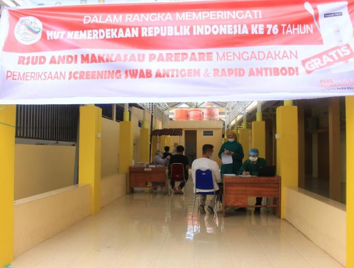 Semarak HUT Proklamasi Ke -76, RSUD Andi Makkasau Layani Screening dan Testing Covid-19 Gratis