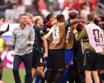 Timnas Kanada merayakan gol saat melawan Afrika Selatan di Los Angeles Stadium, Senin (29/6/2026) dini hari WIB. (AFP)