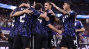 Timnas Argentina melakukan selebrasi setelah mencetak gol ke gawang Yordania pada Minggu (28/6/2026). (FIFA)