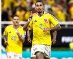 Selebrasi Daniel Munoz saat mencetak gol semata wayang membawa Kolombia menang atas RD Kongo pada Rabu (24/6/2026). (AFP)
