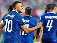 Striker Prancis merayakan gol ke gawang Irak pada Piala dunia 2026, Selasa (23/06/2026). (AP Photo)