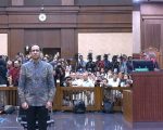 Nadiem Makarim disidang dalam perkara dugaan korupsi pengadaan laptop berbasis Chromebook, Selasa (30/6/2026).