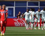Timnas Prancis merayakan gol keempat di menit akhir saat mengalahkan Norwegia di Stadion Boston di Foxborough pada Sabtu (27/6/2026) dini hari WIB. (AFP)