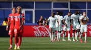 Timnas Prancis merayakan gol keempat di menit akhir saat mengalahkan Norwegia di Stadion Boston di Foxborough pada Sabtu (27/6/2026) dini hari WIB. (AFP)