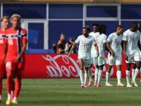 Timnas Prancis merayakan gol keempat di menit akhir saat mengalahkan Norwegia di Stadion Boston di Foxborough pada Sabtu (27/6/2026) dini hari WIB. (AFP)