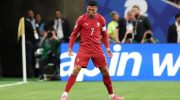 Ronaldo melakukan selebrasi setelah membobol gawang Uzbekistan pada Rabu (24/6/2026). (AFP)