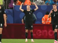 Erling Haaland selebrasi setelah mecetak gol ke gawang Senegal di Piala Dunia 2026.(AFP).
