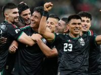 Timnas Meksiko melakukan selebrasi setelah mencatat skor melawan Korea Selatan di Estadio Akron, Zapopan, Jumat (19/6/2026) pagi. (AP Photo)