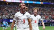Harry Kane merayakan gol penyeimbang Inggris melawan RD Kongo di Atlanta Stadium pada Kamis (2/7/2026) WIB. (AFP)