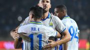 Striker Persib, Balsa Sekulic, merayakan gol ke gawang DPMM FC di Stadion Si Jalak Harupat, Selasa 28 Juli 2026). (kompas.com)