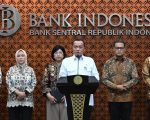 Menteri Sekretaris Negara, Prasetyo Hadi menyampaikan keterangan pers di Gedung Bank Indonesia, Jakarta, pada Senin, 27 Juli 2026. (Setpres)