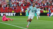 Ronaldo melakukan selebrasi setelah mengoyak jala gawang Kroasia di Stadion Toronto pada Jumat (3/7/2026). (REUTERS)