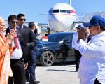 Presiden Prabowo Subianto bersama Perdana Menteri (PM) India Narendra Modi tiba di Bandara Internasional Yogyakarta, Kabupaten Kulon Progo, Daerah Istimewa Yogyakarta, pada Rabu, 8 Juli 2026. (Setpres)