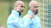 Pep Guardiola (kiri) dan Enzo Maresca (kanan) saat masih bersama-sama di Manchester City. (flashscore)