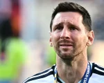 Reaksi Kapten Argentina Lionel Messi usai final Piala Dunia 2026. (AFP)