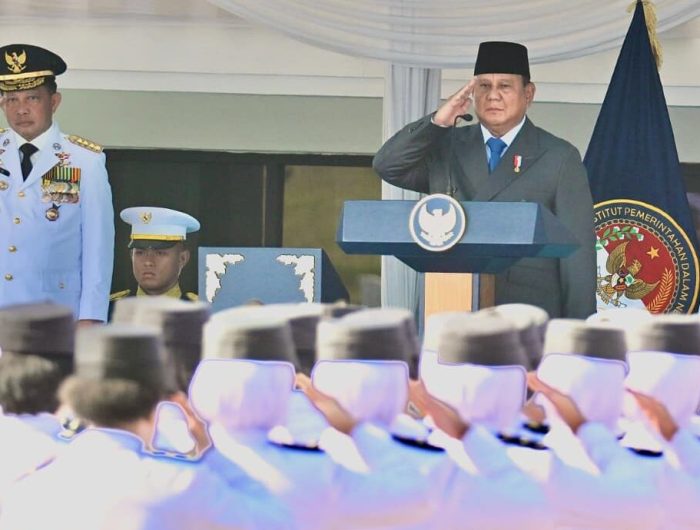 Presiden Prabowo Subianto memimpin Upacara Pelantikan Pamong Praja Muda (PPM) di Institut Pemerintahan Dalam Negeri, Kabupaten Sumedang, Provinsi Jawa Barat, pada Rabu, 29 Juli 2026. (Setpres)