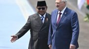 Presiden Prabowo Subianto (kiri) bersama Presiden Belarus Alexandr Lukashenko (kanan) di Istana Merdeka, Jakarta pada Kamis (2/7/2026). (ANTARA)