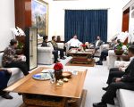 Presiden Prabowo Subianto menerima kunjungan kehormatan Direktur Federal Bureau of Investigation (FBI) Amerika Serikat, Kash Patel, di Kertanegara, Jakarta, pada Rabu, 22 Juli 2026. (Setpres)