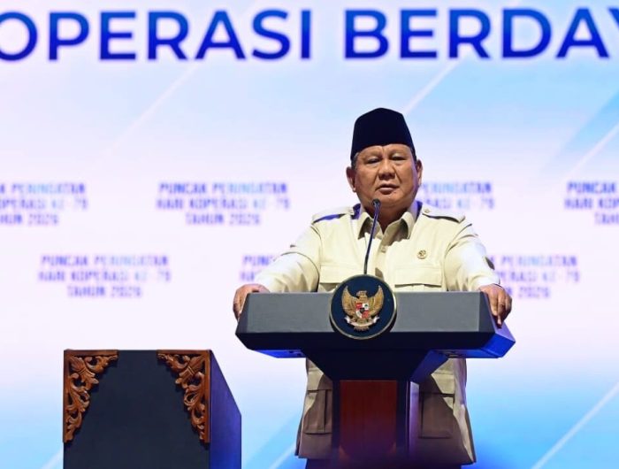 Presiden Prabowo Subianto di Puncak Peringatan Hari Koperasi ke-79 Tahun di Indonesia Arena, Jakarta, pada Minggu (12/7/2026). (BPMI Setpres)