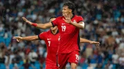 Pemain Timnas Singapura, Ilhan Fandi mencetak gol kemenangan atas Kamboja pada laga pertama Grup A Piala AFF 2026 di Stadion Phnom Penh, Jumat (25/7/2026). (aseanutdfc.com)