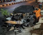 Penampakan McLaren usai kecelakaan di Jalan Sukoharjo-Solo pada Rabu (8/7/2026) dini hari. (Dok. Polres Sukoharjo)