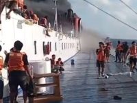 Situasi kebakaran KM Mutiara Sentosa II di perairan Sumenep. (Dok.ist)